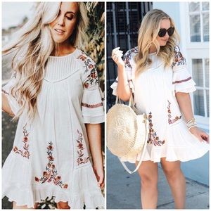 Catch Stitch || Ivory Embroidery Floral Dr…